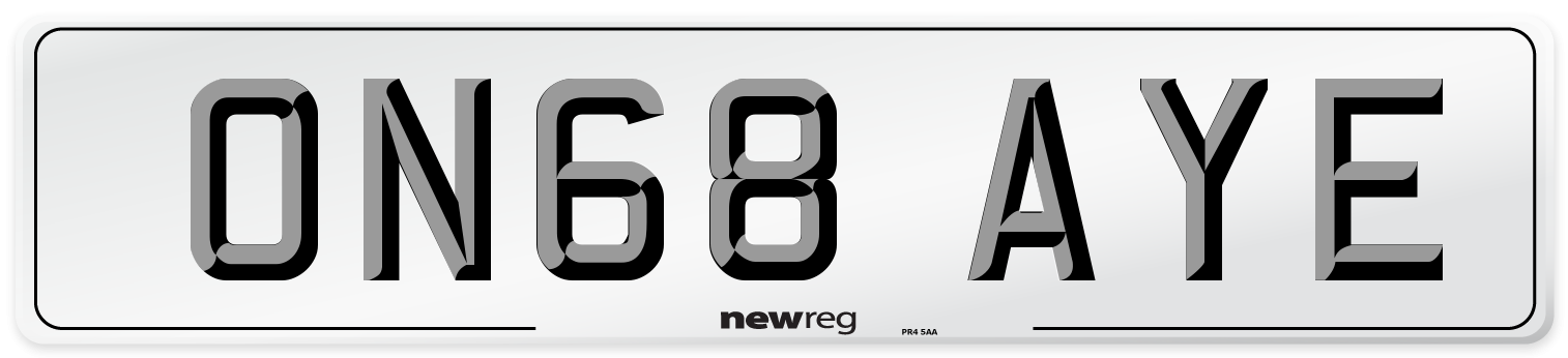 ON68 AYE Number Plate from New Reg